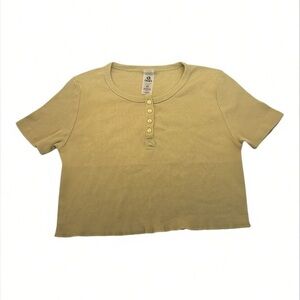 Mono B Olive Ribbed Crop Top Size Medium‎ NWT NEW